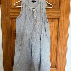 Quince women’s sleeveless striped 100% linen midi dress